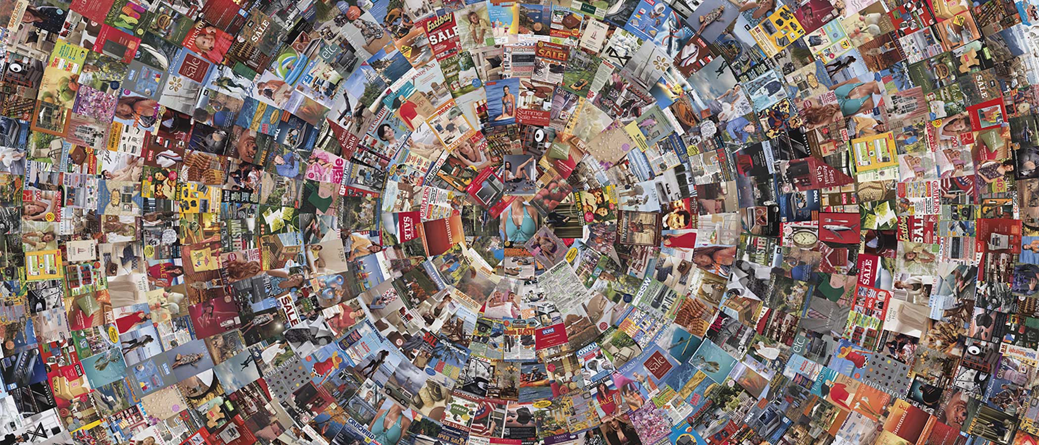 Mandala collage of mail order catalogs