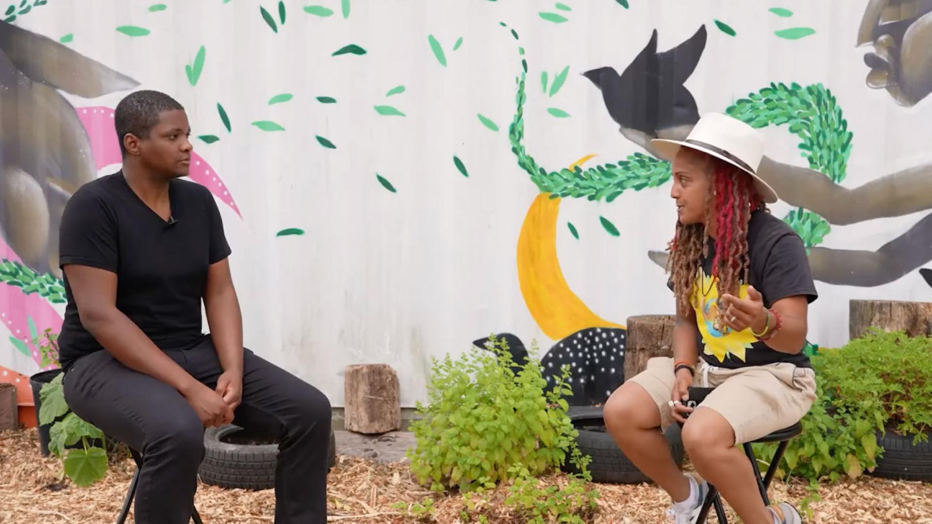 Matt Scott interviewing a guest for Drawdown's Neighborhood
